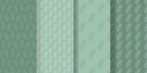 Set of botanical patterns with leafy branches Stock Illustration