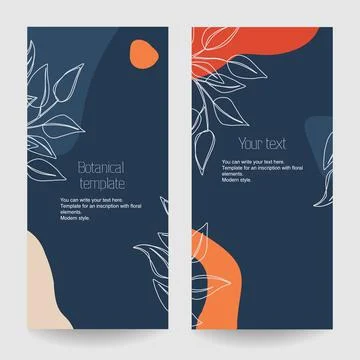 A set of botanical stretched templates for flyers, advertising booklets, card Illustrazione stock