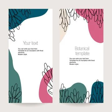 A set of botanical stretched templates for flyers, advertising booklets, card Stock Illustration