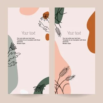 A set of botanical stretched templates for flyers, advertising booklets, card Stock Illustration