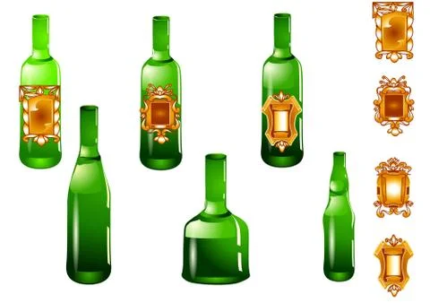 Set of bottle and label Stock Illustration