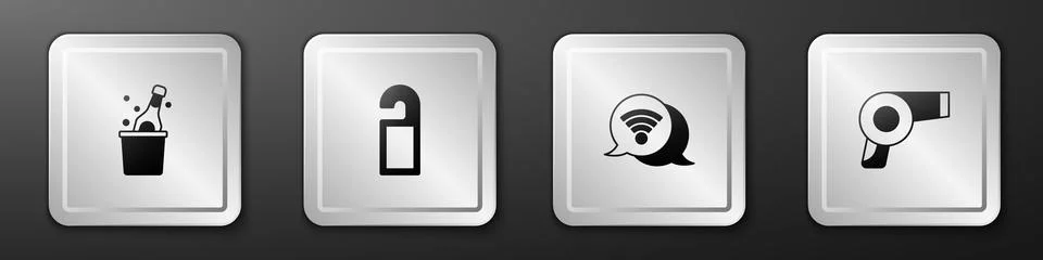 Set Bottle of champagne, Please do not disturb, Wi-Fi wireless internet and.. Stock Illustration