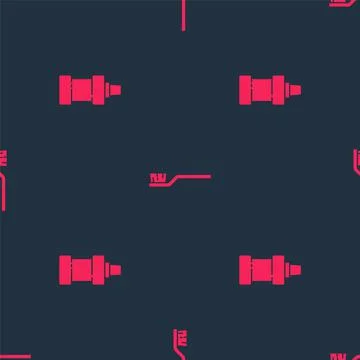 Set Bottle for cleaning agent and Toothbrush on seamless pattern. Vector Illustrazione stock