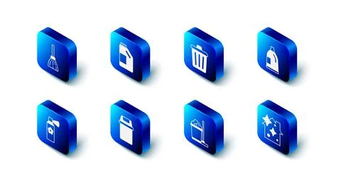 Set Bottle for cleaning agent, Trash can, Home service, Mop and bucket, Air Stock-Illustration
