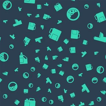 Set Bottle for cleaning agent, Washer,  and Toilet bowl on seamless pattern.. Ilustración de archivo