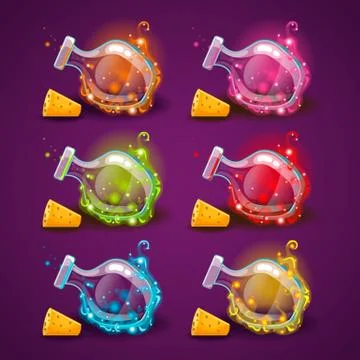 Set of bottle with magic smoke Stock Illustration