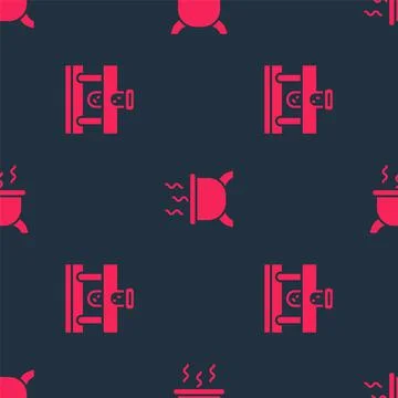 Set Bottle with potion and Witch cauldron on seamless pattern. Vector Stock Illustration