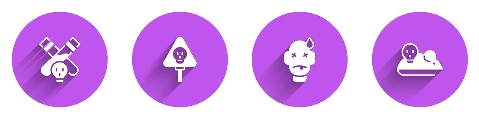 Set Bottle with potion, Bones and skull, Man poisoning and Experimental mouse 스톡 일러스트