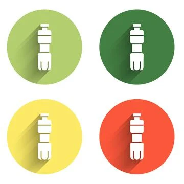 Set Bottle of water icon isolated with long shadow background. Soda aqua dr.. Stock Illustration
