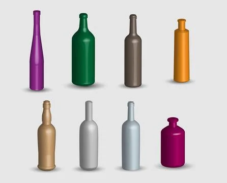 Set bottles 3d vector Stock Illustration