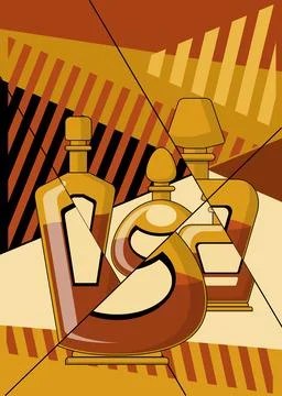 Set of bottles on an abstract background. Stock Illustration