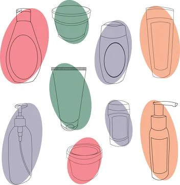 A set of bottles for bath and shower. Hygiene products. Illustrazione stock