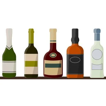 Set of bottles with different types of alcohol Stock-Illustration