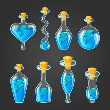 Set with bottles of energy potion Stock Illustration