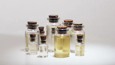 Set bottles with essential oils Stock Footage 194013300