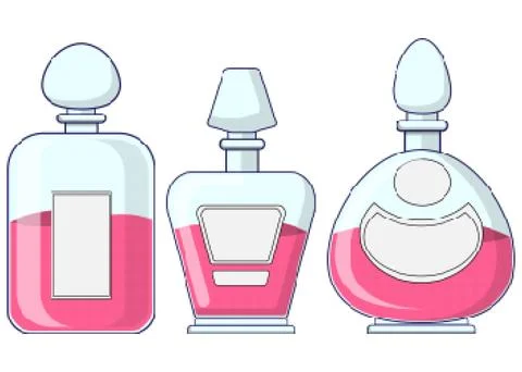 A set of bottles for perfumery. Stock Illustration