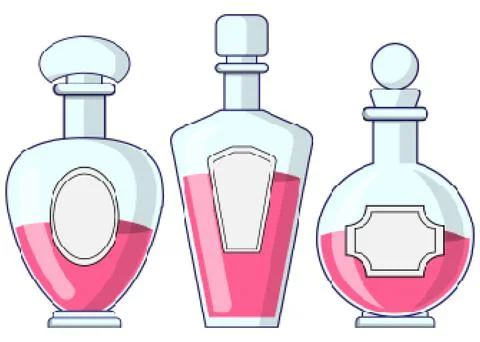 A set of bottles for perfumery. Stock Illustration