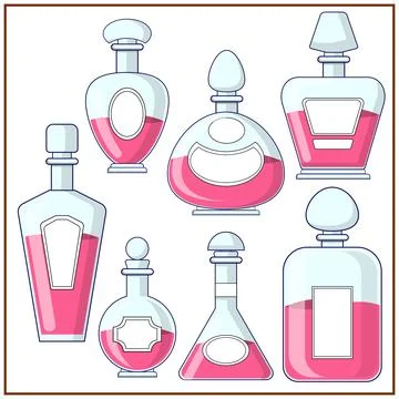 A set of bottles for perfumery. Stock Illustration