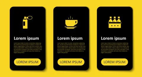 Set Bottles of wine, Coffee cup and Perfume. Business infographic template Stock-Illustration