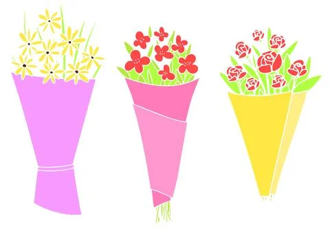 Set of bouquets of flowers. Stock Illustration