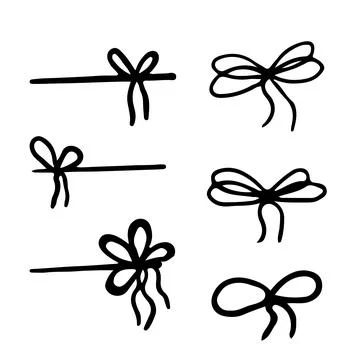 Set bow tie, present decoration, package silhouette in doodle style isolated on 스톡 일러스트