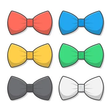 Set Of Bow Ties In Different Colors Vector Icon Illustration Illustrazione stock