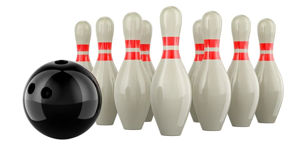Set of bowling, 3D rendering Stock Illustration