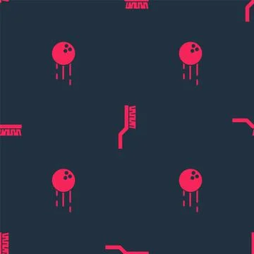 Set Bowling ball and Pool table brush on seamless pattern. Vector 스톡 일러스트