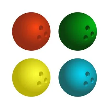 Set of bowling balls on white background. A sporting type of pins in which heavy Stock Illustration