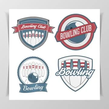 Set of Bowling Design Elements Stock Illustration