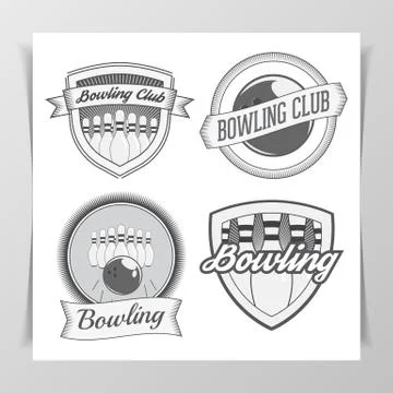 Set of Bowling graphic Labels Stock Illustration
