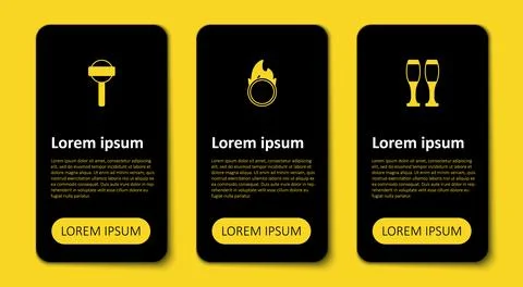 Set Bowling pin, Circus fire hoop and Lollipop. Business infographic templa.. Illustrazione stock