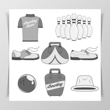 Set of Bowling vintage Design Elements Stock Illustration