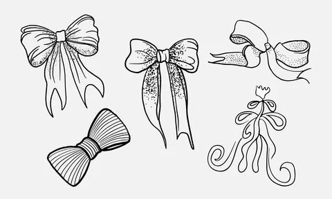 A set of bows. Vector illustration in the style of a freehand sketch. Stock-Illustration