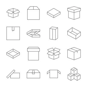 Set of box icons in modern thin line style. High quality black outline packag Stock-Illustration