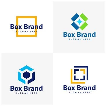 Set of Box logo vector template. Creative Cube Box logo design concepts. Ic.. Illustrazione stock