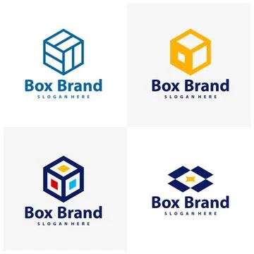 Set of Box logo vector template. Creative Cube Box logo design concepts. Ic.. Stock Illustration