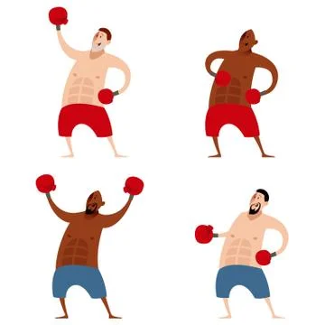 Set of boxers Illustrazione stock