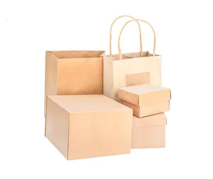 Set of boxes and packages isolate Stock Photos