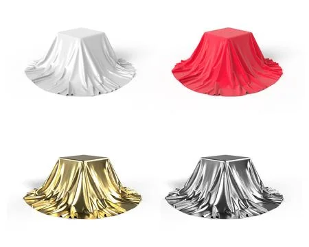 Set of boxes covered with satin fabric 3D illustration Stock Illustration