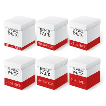 Set of boxes with different saving options Ilustración de archivo