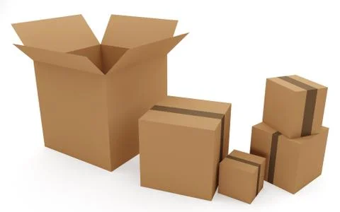 Set of boxes for goods and parcels. Stock Illustration