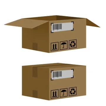 Set of boxes isolated on white background Ilustración de archivo