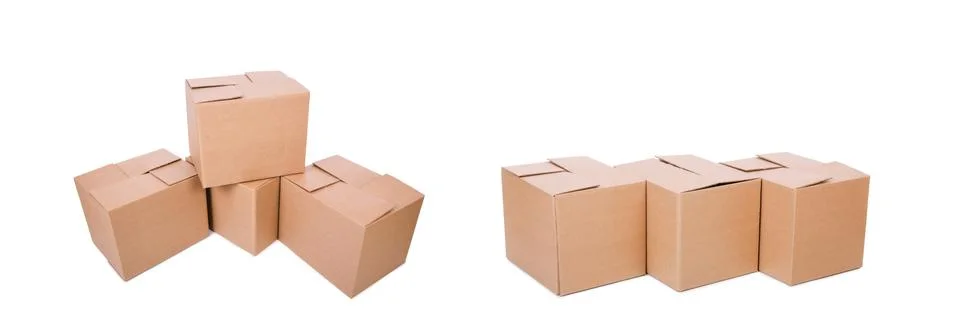 Set of boxes isolated on white Stock Photos