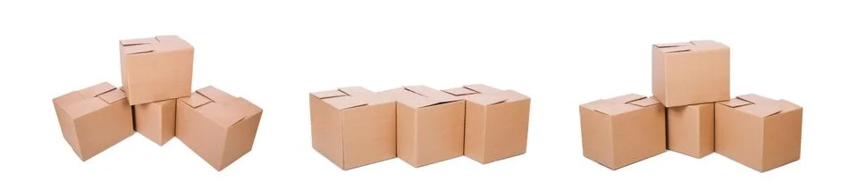 Set of boxes isolated on white Stock Photos