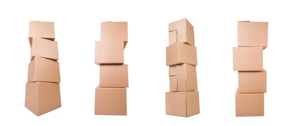 Set of boxes isolated on white Stock Photos