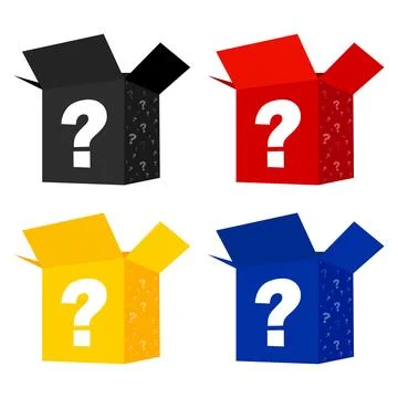 Set of boxes mystery gift box and question icon. Vector illustration. Stock Illustration