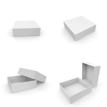 Set of boxes for products and goods on a white isolated background Stock Illustration