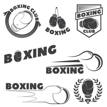 Set of boxing club emblems. Boxing gloves. Stock Illustration