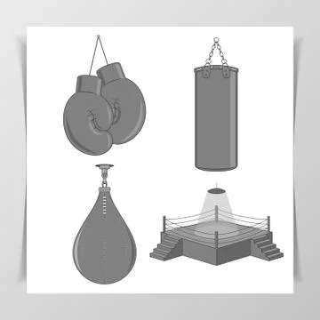 Set of Boxing Elements Stock Illustration